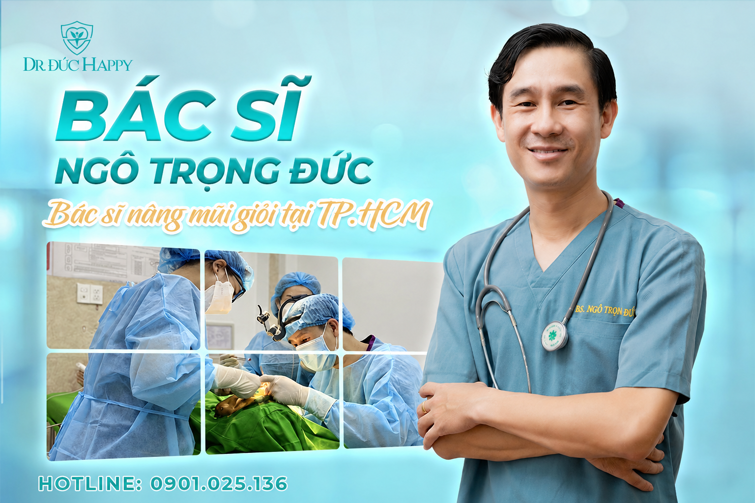 Bác sĩ nâng mũi giỏi tại TPHCM Ngô Trọng Đức thực hiện phẫu thuật nâng mũi